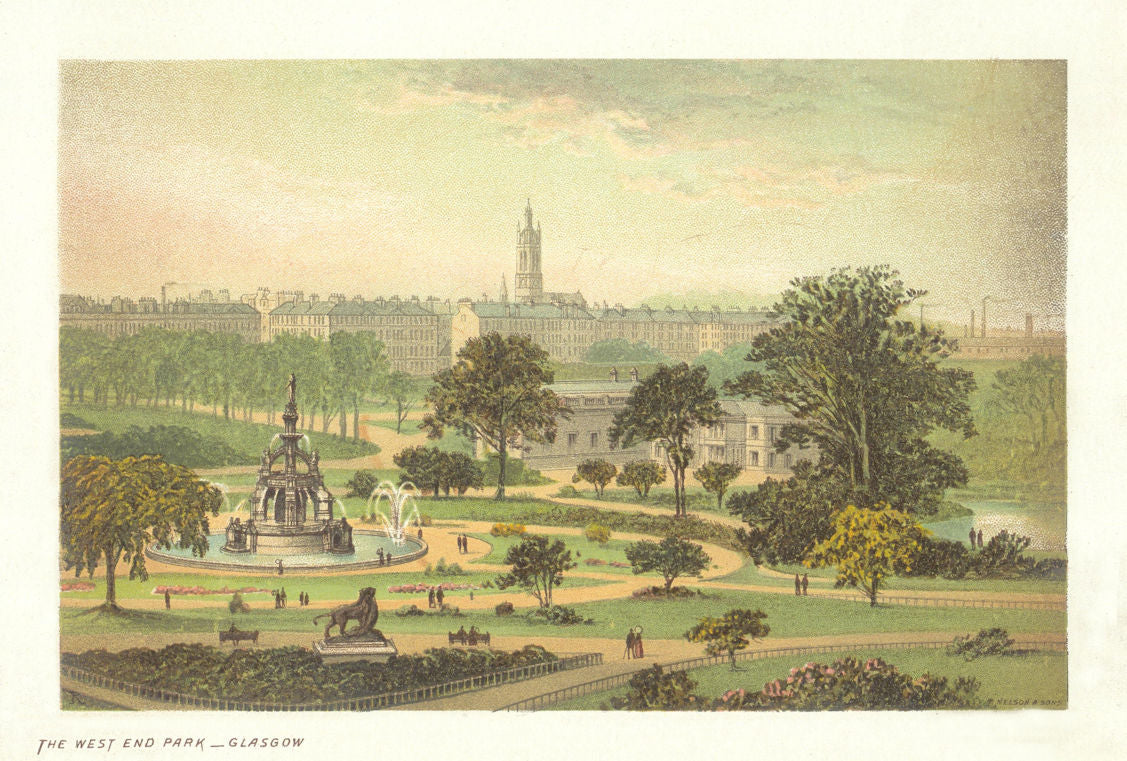 The West End Park, Glasgow. Scotland antique chromolithograph 1891 old print
